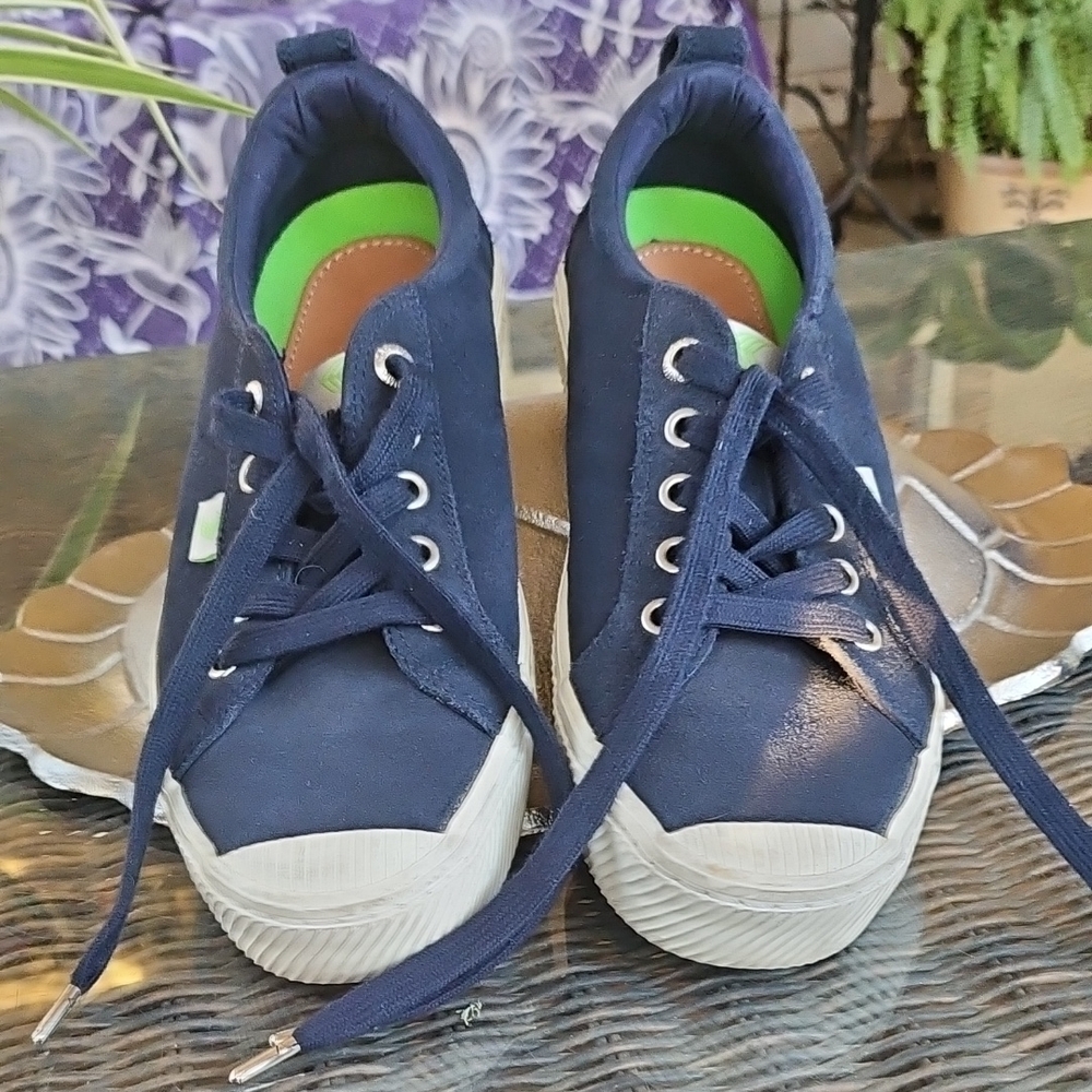 Cariuma Low Blue Canvas Sneakers Shoes Comfort Lace Up Womens 7.5 6 Men